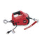 Portable 1000 LB Cap 15 Ft Wire Rope Hook and Swiveling Anchor Hook Red