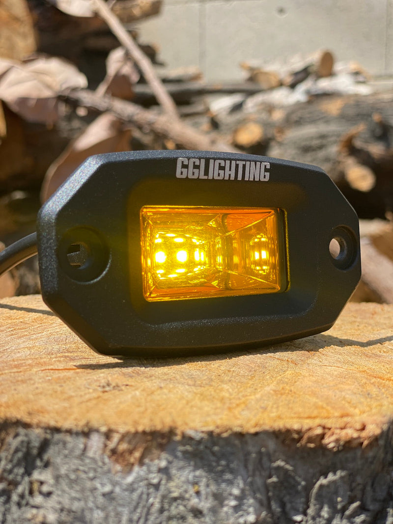 Amber Compact Flush Mount LED Pod reverse front off road utv truck pickup bumper light