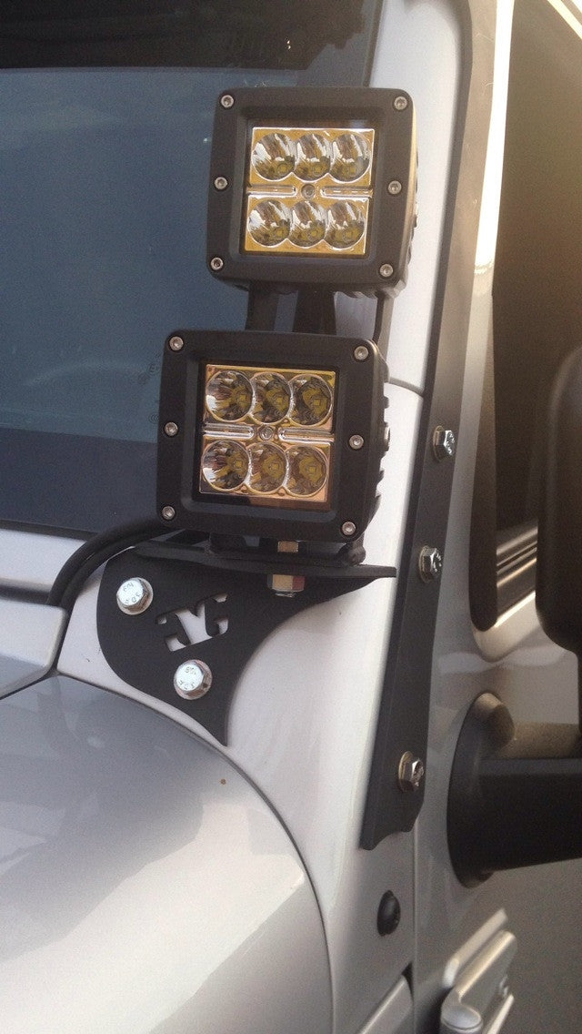 2007 - 2018 Jeep Wrangler JK LED Pod Pillar Mounts